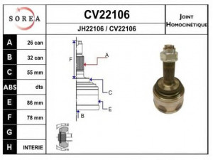 EAI CV22106K jungčių komplektas, kardaninis velenas 
 Ratų pavara -> Sujungimai/komplektas
HA-11-02
