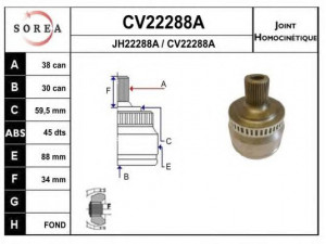 EAI CV22288AK jungčių komplektas, kardaninis velenas 
 Ratų pavara -> Sujungimai/komplektas