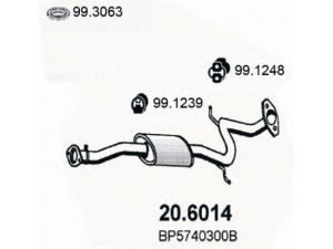 ASSO 20.6014 vidurinis duslintuvas 
 Išmetimo sistema -> Duslintuvas
BP5740300A, BP5740300B, BP5740300C