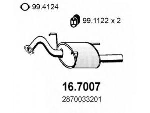 ASSO 16.7007 galinis duslintuvas 
 Išmetimo sistema -> Duslintuvas
2870033201, 2870033210, 2870033240