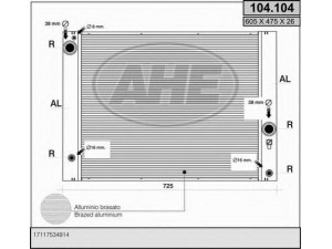 AHE 104.104 radiatorius, variklio aušinimas 
 Aušinimo sistema -> Radiatorius/alyvos aušintuvas -> Radiatorius/dalys
17117534914