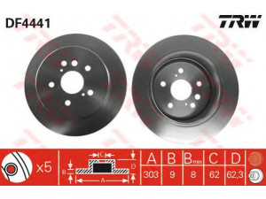 TRW DF4441 stabdžių diskas 
 Dviratė transporto priemonės -> Stabdžių sistema -> Stabdžių diskai / priedai
4243142040, 4243142041, T116GN3502075