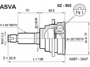 ASVA SZ-802 jungčių komplektas, kardaninis velenas 
 Ratų pavara -> Sujungimai/komplektas
44101-60G52, 44102-60G52