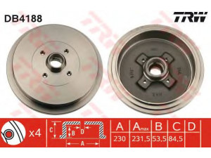 TRW DB4188 stabdžių būgnas 
 Stabdžių sistema -> Būgninis stabdys -> Stabdžių būgnas
357501615