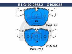 GALFER B1.G102-0368.2 stabdžių trinkelių rinkinys, diskinis stabdys 
 Techninės priežiūros dalys -> Papildomas remontas
34 11 1 163 307, 34 11 1 165 227