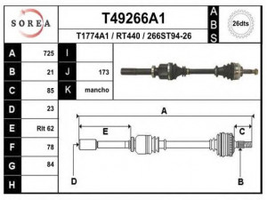 EAI T49266A1 kardaninis velenas 
 Ratų pavara -> Kardaninis velenas
8200113931