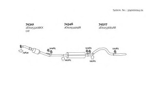 DINEX 374000024_01 išmetimo sistema 
 Išmetimo sistema -> Išmetimo sistema, visa
