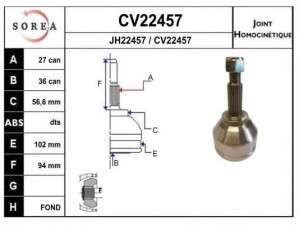 EAI CV22457K jungčių komplektas, kardaninis velenas 
 Ratų pavara -> Sujungimai/komplektas