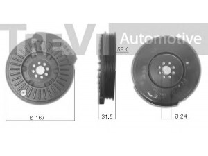 TREVI AUTOMOTIVE PC1233 skriemulys, alkūninis velenas 
 Diržinė pavara -> Dirželio skriemulys
07L105251P, 07L105251Q, 07L105251P