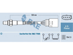 FAE 77148 lambda jutiklis 
 Variklis -> Variklio elektra
030 906 262 M, 036 906 262 H, 06A 906 262