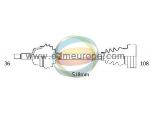 ODM-MULTIPARTS 18-211340 kardaninis velenas 
 Ratų pavara -> Kardaninis velenas
1J0407271AA, 1J0407271CG, 1J0407271EP