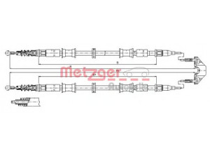 METZGER 11.5866 trosas, stovėjimo stabdys 
 Stabdžių sistema -> Valdymo svirtys/trosai
522032, 13153655