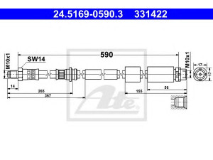 ATE 24.5169-0590.3 stabdžių žarnelė 
 Stabdžių sistema -> Stabdžių žarnelės
34 30 6 792 254