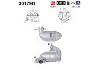 AS 30179D katalizatoriaus keitiklis 
 Išmetimo sistema -> Katalizatoriaus keitiklis
8200427859, 8200641831