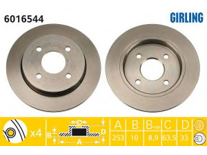 GIRLING 6016544 stabdžių diskas 
 Stabdžių sistema -> Diskinis stabdys -> Stabdžių diskas
1073756, 1197572, 1323621, 1373781