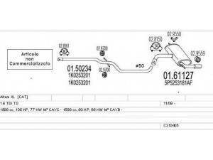 MTS C310405024016 išmetimo sistema 
 Išmetimo sistema -> Išmetimo sistema, visa