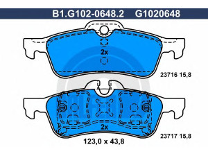 GALFER B1.G102-0648.2 stabdžių trinkelių rinkinys, diskinis stabdys 
 Techninės priežiūros dalys -> Papildomas remontas
34 21 6 770 252, 34 21 1 503 077