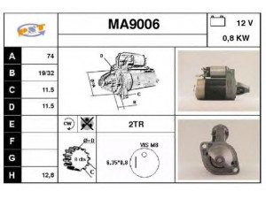 SNRA MA9006 starteris 
 Elektros įranga -> Starterio sistema -> Starteris
032418400, 032418400A, 032418400B