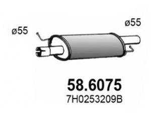 ASSO 58.6075 vidurinis duslintuvas 
 Išmetimo sistema -> Duslintuvas
7H0253209B, 7H0253209R, 7H0253609AT