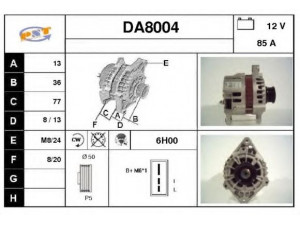 SNRA DA8004 kintamosios srovės generatorius 
 Elektros įranga -> Kint. sr. generatorius/dalys -> Kintamosios srovės generatorius
96221945, 96258990, 96303556