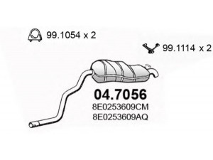 ASSO 04.7056 galinis duslintuvas 
 Išmetimo sistema -> Duslintuvas
8E0253609AQ, 8E0253609CM, 8E0253609GT