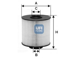 UFI 26.017.00 kuro filtras 
 Degalų tiekimo sistema -> Kuro filtras/korpusas
831-208-80-150, 0000901251, 0000901551