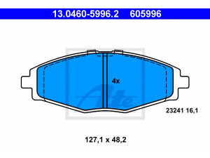 ATE 13.0460-5996.2 stabdžių trinkelių rinkinys, diskinis stabdys 
 Techninės priežiūros dalys -> Papildomas remontas
96316582, 96273708, 96281945, 96316582