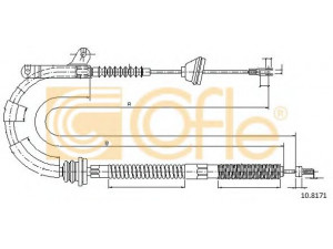COFLE 10.8171 trosas, stovėjimo stabdys 
 Stabdžių sistema -> Valdymo svirtys/trosai
91409805