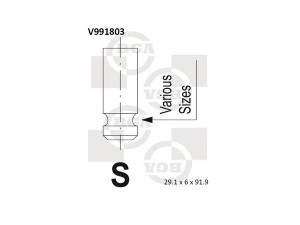 BGA V991803 įleidimo vožtuvas 
 Variklis -> Variklio uždegimo laiko reguliavimo kontrolė -> Vožtuvų eilė -> Vožtuvai/dalys
22211-26600