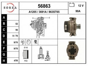 EAI 56863 kintamosios srovės generatorius 
 Elektros įranga -> Kint. sr. generatorius/dalys -> Kintamosios srovės generatorius
0101549502, 101549502