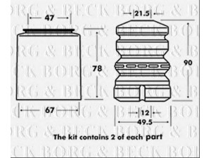 BORG & BECK BPK7021 apsauginio dangtelio komplektas, amortizatorius
33536761027