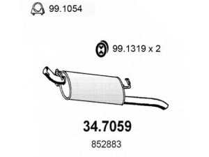 ASSO 34.7059 galinis duslintuvas 
 Išmetimo sistema -> Duslintuvas
852355, 852883, 90280256, 90349967