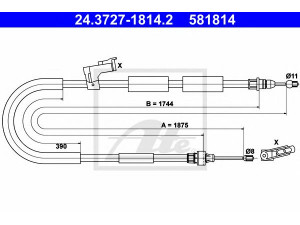 ATE 24.3727-1814.2 trosas, stovėjimo stabdys 
 Stabdžių sistema -> Valdymo svirtys/trosai
BP4K-44-410E, BP4K-44-410F, BP4K-44-410G