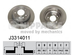 NIPPARTS J3314011 stabdžių diskas 
 Stabdžių sistema -> Diskinis stabdys -> Stabdžių diskas
42510-SP0-000, 42510-SPX-000, 42510-SX0-000