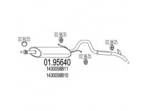 MTS 01.95640 galinis duslintuvas 
 Išmetimo sistema -> Duslintuvas
1430058B10, 1430058B11