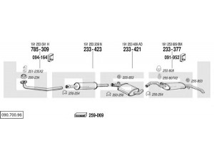 BOSAL 090.700.96 išmetimo sistema 
 Išmetimo sistema -> Išmetimo sistema, visa