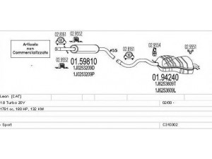 MTS C310302007188 išmetimo sistema 
 Išmetimo sistema -> Išmetimo sistema, visa