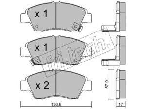 fri.tech. 178.0 stabdžių trinkelių rinkinys, diskinis stabdys 
 Techninės priežiūros dalys -> Papildomas remontas
45022-S04-V10, 45022-S04-V11, 45022-S04-V12