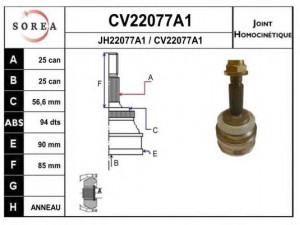 EAI CV22077A1K jungčių komplektas, kardaninis velenas 
 Ratų pavara -> Sujungimai/komplektas