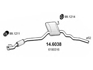 ASSO 14.6038 vidurinis duslintuvas 
 Išmetimo sistema -> Duslintuvas
5027009, 6190316, 6519928