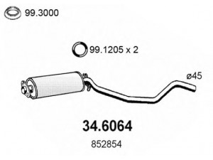 ASSO 34.6064 vidurinis duslintuvas 
 Išmetimo sistema -> Duslintuvas
852854, 90284926