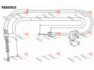 FTE FBS03025 trosas, stovėjimo stabdys 
 Stabdžių sistema -> Valdymo svirtys/trosai
34 40 6 777 399, 34 41 1 514 214