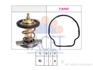 FACET 7.8929 termostatas, aušinimo skystis 
 Aušinimo sistema -> Termostatas/tarpiklis -> Thermostat
A 642 200 19 15, A 642 200 23 15
