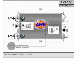 AHE 121.153 radiatorius, variklio aušinimas 
 Aušinimo sistema -> Radiatorius/alyvos aušintuvas -> Radiatorius/dalys
1300305