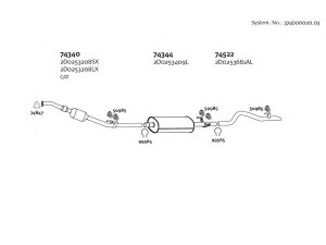 DINEX 374000020_03 išmetimo sistema 
 Išmetimo sistema -> Išmetimo sistema, visa