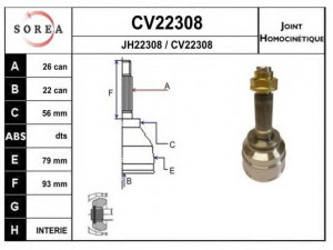EAI CV22308K jungčių komplektas, kardaninis velenas 
 Ratų pavara -> Sujungimai/komplektas