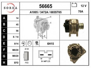 EAI 56665 kintamosios srovės generatorius 
 Elektros įranga -> Kint. sr. generatorius/dalys -> Kintamosios srovės generatorius
028903026B