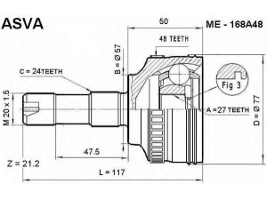 ASVA ME-168A48 jungčių komplektas, kardaninis velenas 
 Ratų pavara -> Sujungimai/komplektas
A1683601872, A1683601972