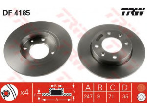 TRW DF4185 stabdžių diskas 
 Dviratė transporto priemonės -> Stabdžių sistema -> Stabdžių diskai / priedai
4246W9, 4246X8, 424953, 424990