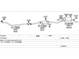 MTS C250474005664 išmetimo sistema 
 Išmetimo sistema -> Išmetimo sistema, visa